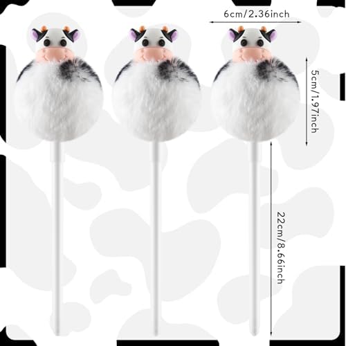3 Pieces Fuzzy Cow Pens with Fluffy Ballpoint Tips