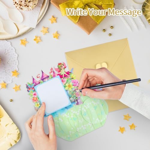 FaCraft Fairy Birthday Card Handmade Pop Up Gift with Envelope
