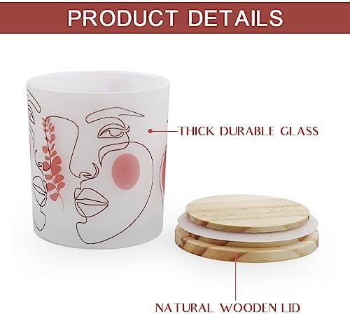 Frosted Glass Candle Jars with Wooden Lids 6PCS