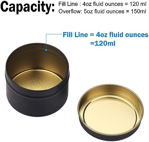 GENHAKON 48 Pack 4 oz Black Candle Tins