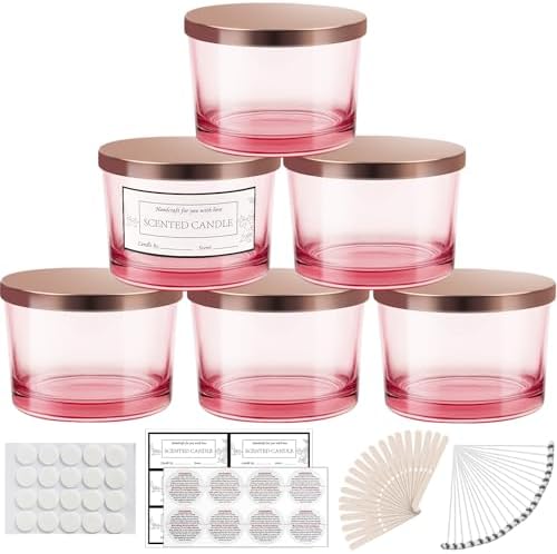 CONNOO 6 Pack 16 oz Candle Jars with 3 Wicks and Metal Lids
