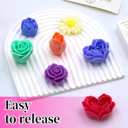 6Pcs Rose Flower Candle Resin Silicone Mold Set