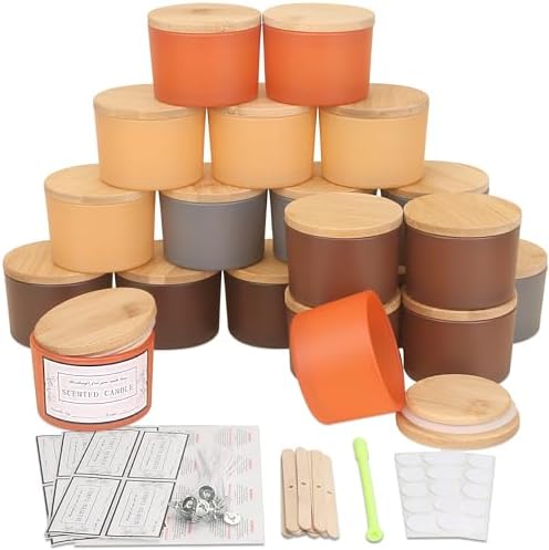 MILIVIXAY 20-Pack Fall Candle Jars with Lids and Kit