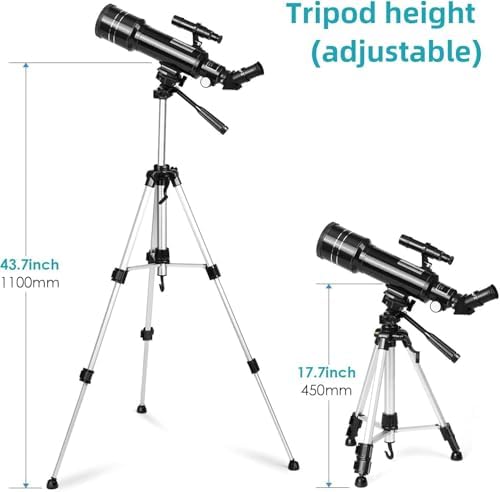 Cowiewie Telescope with Kellner Eyepieces Refractor Telescope with Aluminum Tripod and Backpack