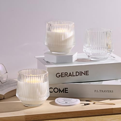 LAMORGIFT 12 Pack Clear Glass Candle Jars for Making Candles