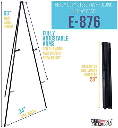 U S Art Supply 63 High Heavy Duty Metal Folding Display Easel