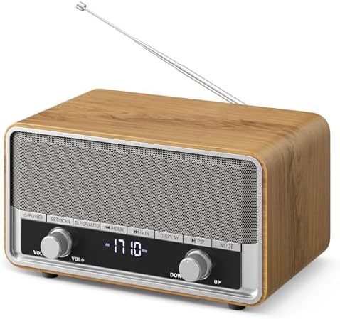 Audiocrazy AM FM Digital Clock Radio with LCD Display and Bluetooth