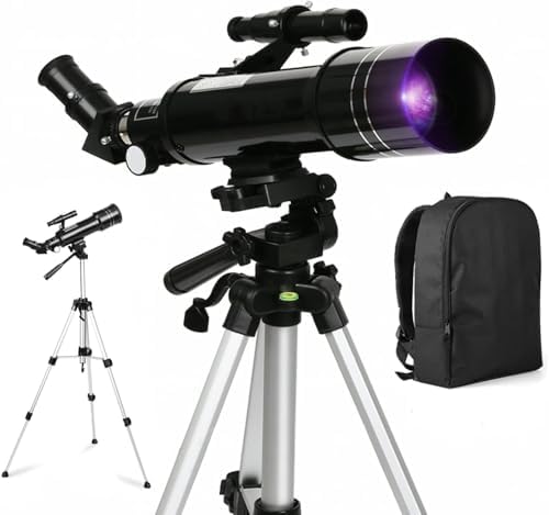 Cowiewie Telescope with Kellner Eyepieces Refractor Telescope with Aluminum Tripod and Backpack