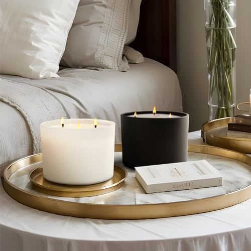 18 Oz Thick Candle Jars with Wood Lids 6 Pcs Matte White