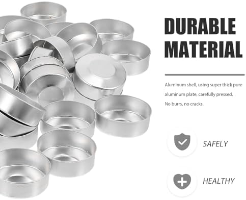 TEHAUX 100pcs Aluminum Tea Light Cups with Candle Wicks