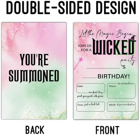 LyoGao Wicked Birthday Invites Cards With Envelopes 20 Pack