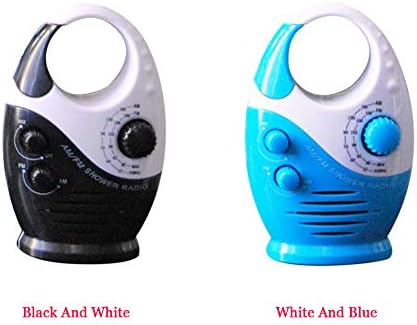 Waterproof Shower Radio with AM FM and Top Handle Blue White