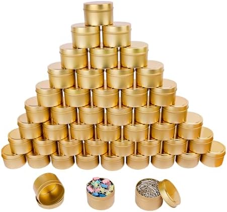 GENHAKON 48 Pack 4 Oz Golden Candle Tins