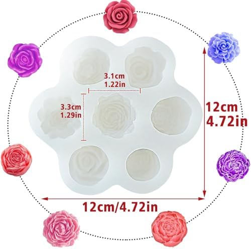 7 Piece Flower Candle Mold Set for Candle Making and Soap Crafting