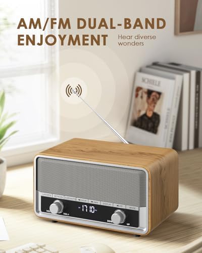 Audiocrazy AM FM Digital Clock Radio with LCD Display and Bluetooth