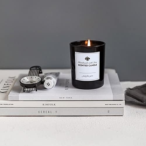 CONNOO 12 Pack Matte Black Candle Jars with Bamboo Lids and Warning Labels