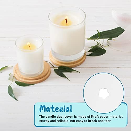 Chinco 100 Piece Paper Candle Lids with Flower Holes 275 Inch White