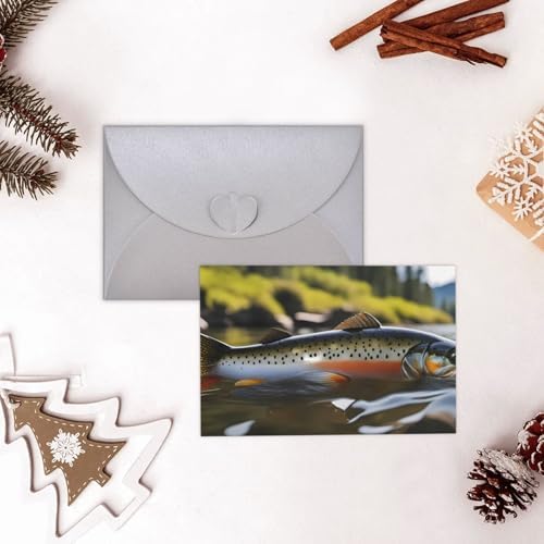 Gray Pearlescent Holiday Cards 4x6 Inch Brook Trout Fly Fishing Print