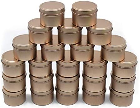 TJH 24 Piece Candle Tin Set with Lids Frosted Gold