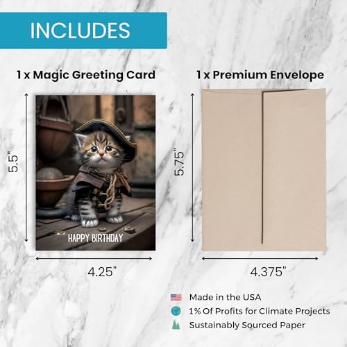 Magic Greetings Funny Cat Pirate Birthday Card