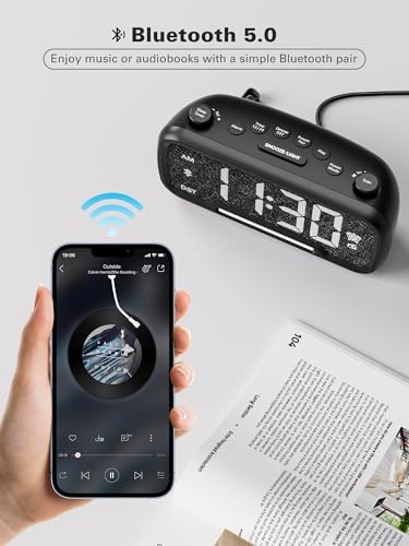 Digital Alarm Clock Radio with Bluetooth Speaker and Night Light