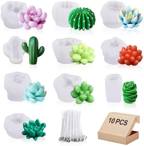10 Pcs Succulent Cactus Silicone Candle Soap Mold