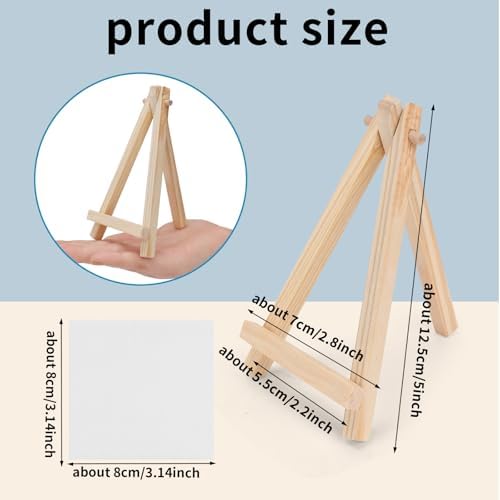 3 Inch Mini Canvas 5 Inch Mini Easel Set 6 Pieces