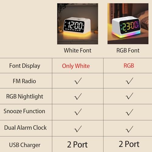 JALL Digital Alarm Clock with FM Radio and Night Light