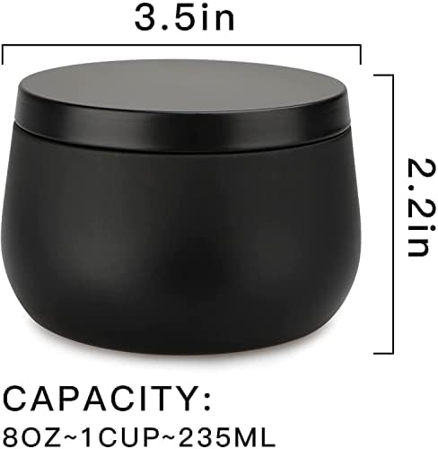8oz Candle Tins 24 Pieces with Lids Black and Gold