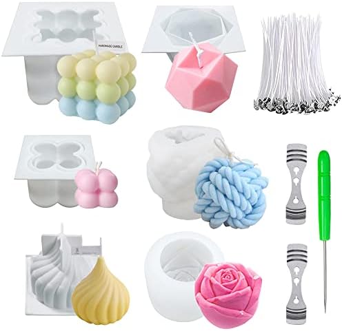 NICAVKIT 6Pcs Silicone Candle Molds Set for DIY Candles Soaps Baking Desserts