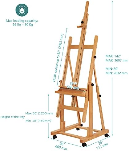 VISWIN Heavy Duty H Frame Easel with Storage and 4 Wheels