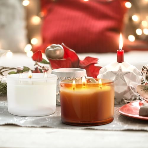 18 Oz Thick Candle Jars with Wood Lids 6 Pcs Matte White