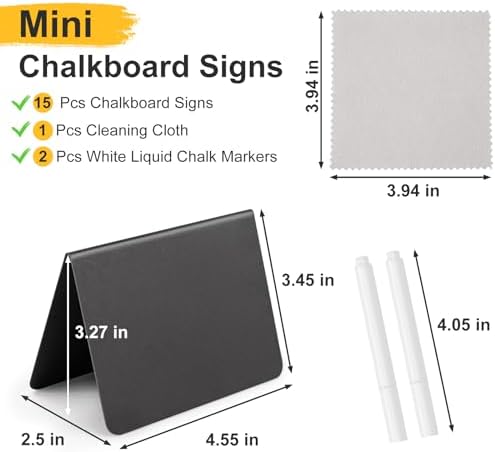 15 Pcs 4x3 Inch Mini Chalkboard Signs for Parties and Events
