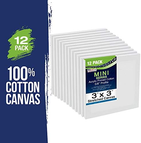 3 x 3 Stretched Canvas with 5 Mini Easel Kit 12 Pack