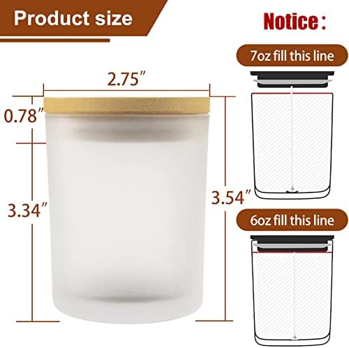 CONNOO 15 Pack Frosted Glass Candle Jars with Bamboo Lids