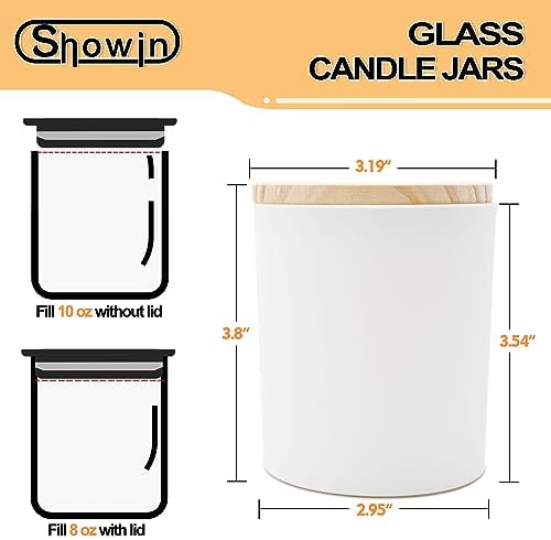 10 Oz Thick Candle Jars 15 Pcs Matte White with Wood Lids