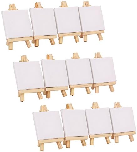 Tosnail 12 Pack Mini Canvas and Easel Set