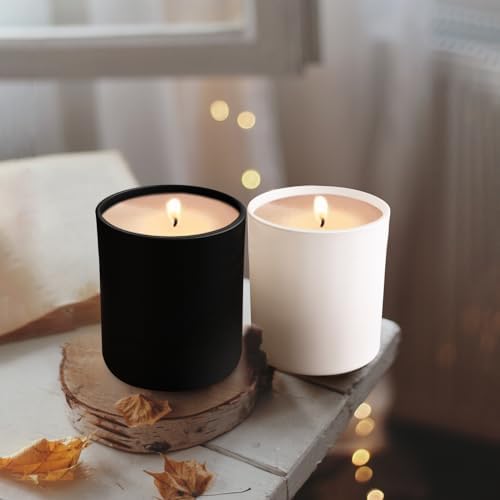 10 Oz Thick Candle Jars 15 Pcs with Wood Lids Matte Black