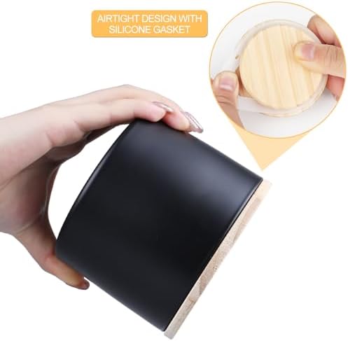 18 OZ Thick Candle Jars 6 Pcs Matte Black with Wood Lids