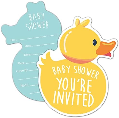 RZHV 15 Pack Yellow Ducky Party Invitations With Envelopes