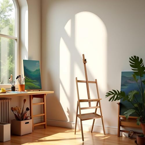 Solid Beech Wood Floor Easel with Storage Plate