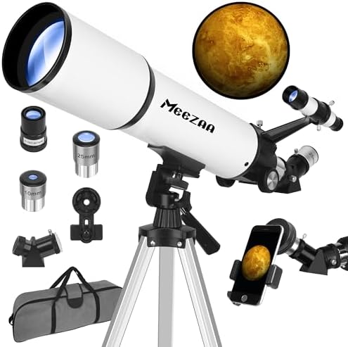 MEEZAA High-Powered Refractor Telescope with Phone Adapter