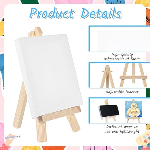 Mini Canvas with Easel Set 16 Pack 4x4 Inch Art Supplies