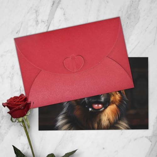 Red Pearlescent Holiday Cards 4x6 German Shepherd Design