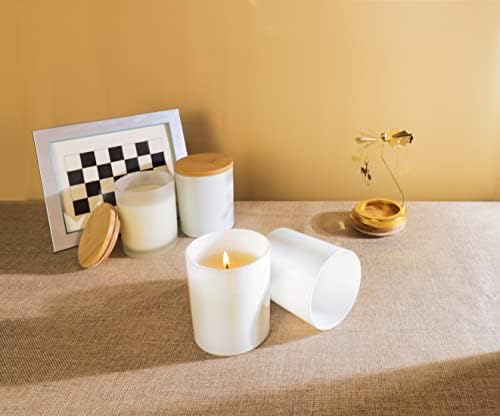 Aroparc 12 Pack 10oz White Candle Jars with Bamboo Lids