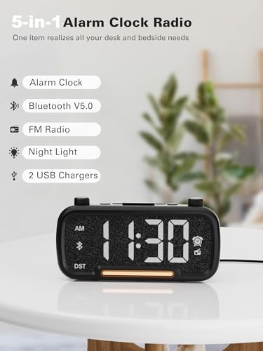Digital Alarm Clock Radio with Bluetooth Speaker and Night Light
