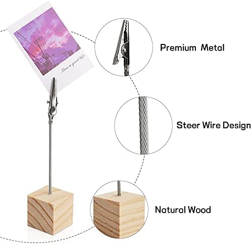 10 Pcs Wooden Memo Clip Holder with Alligator Clip