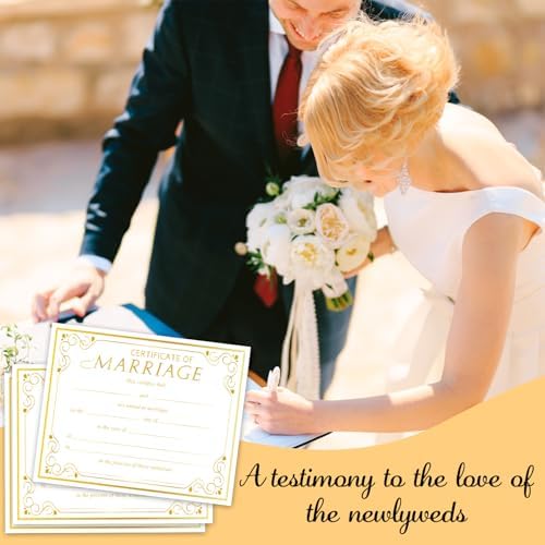 Gold Marriage Certificate Paper for Wedding Ceremony
