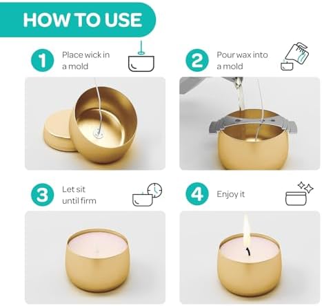 Hearts Crafts 24-Pack Gold Candle Jars with Lids