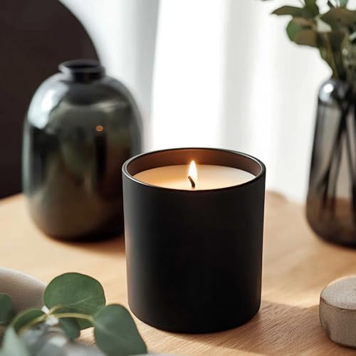 15 Pack 7oz Matt Black Candle Jars with Bamboo Lids